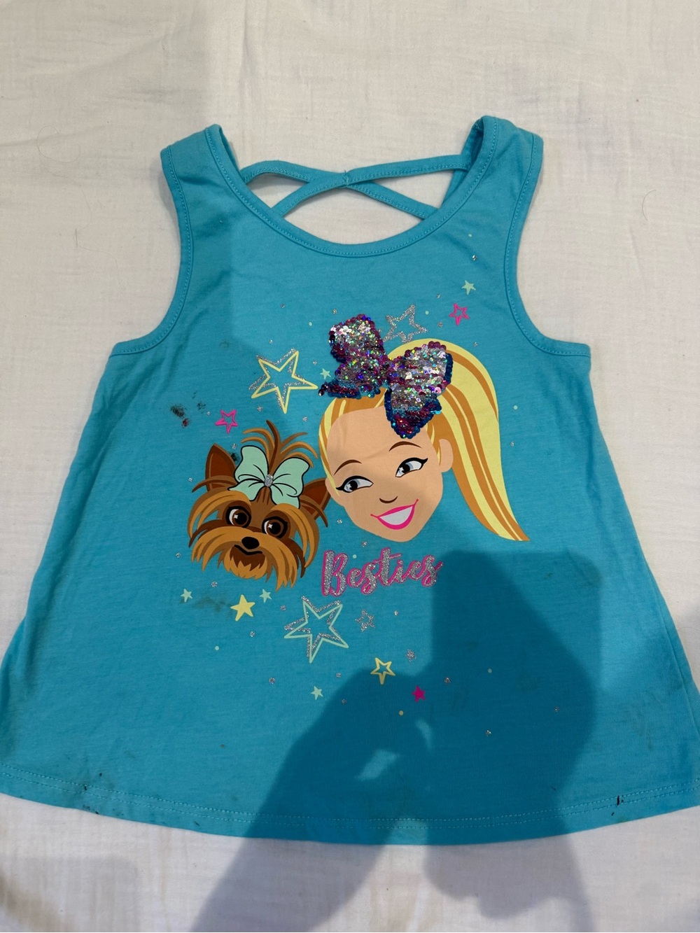 jumping beans Teal Sequin Bow 'Besties' Tank Top